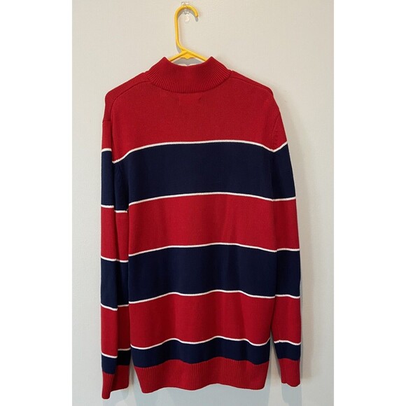 Chaps Red - White  And Blue 1/4 Zip Long Sleeve Pullover - Mens Large - Picture 2 of 3